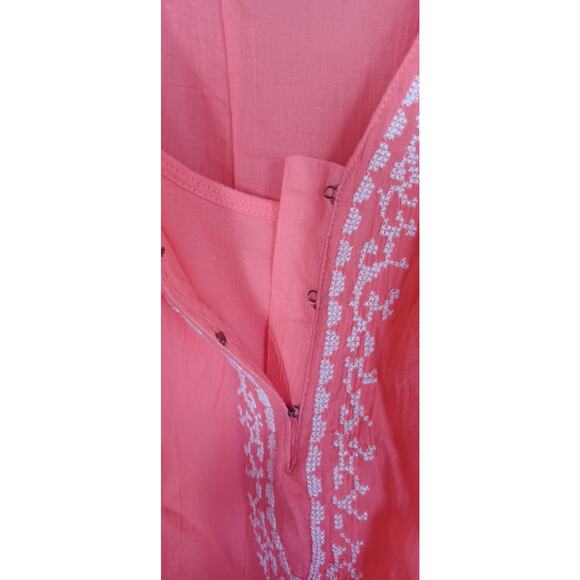 NWT Sonoma Peach Color Gauzy Embroidered Top Cami Liner 100% Cotton Women's XL - Picture 5 of 7